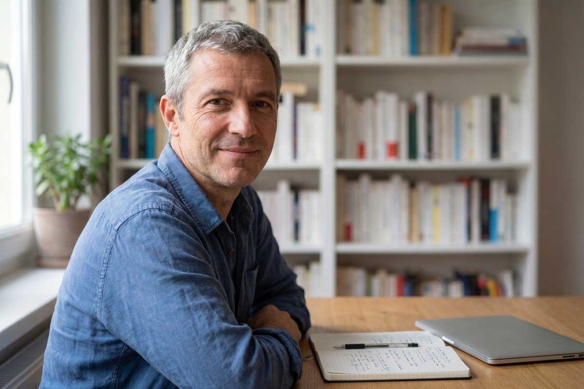 Michel Avenel, ancien conseiller bancaire devenu éducateur budgétaire, à son bureau